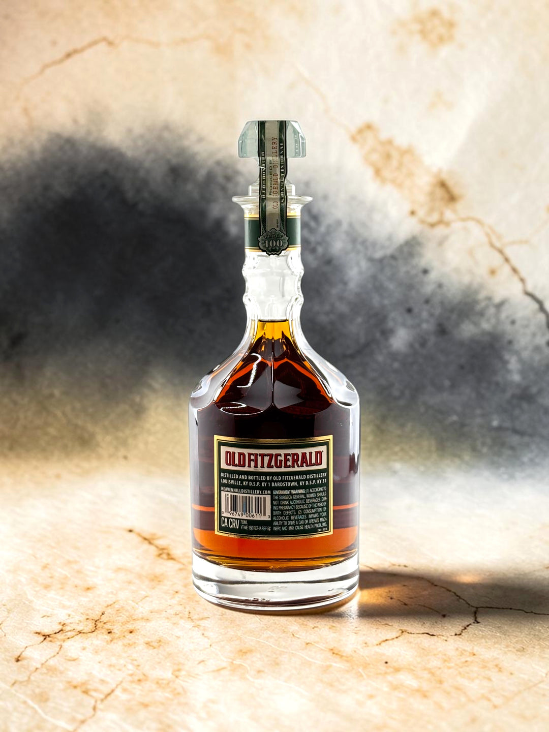  Primary
Old Fitzgerald Bottled-in-Bond 9 Year Spring 2025 bourbon decanter, back view.