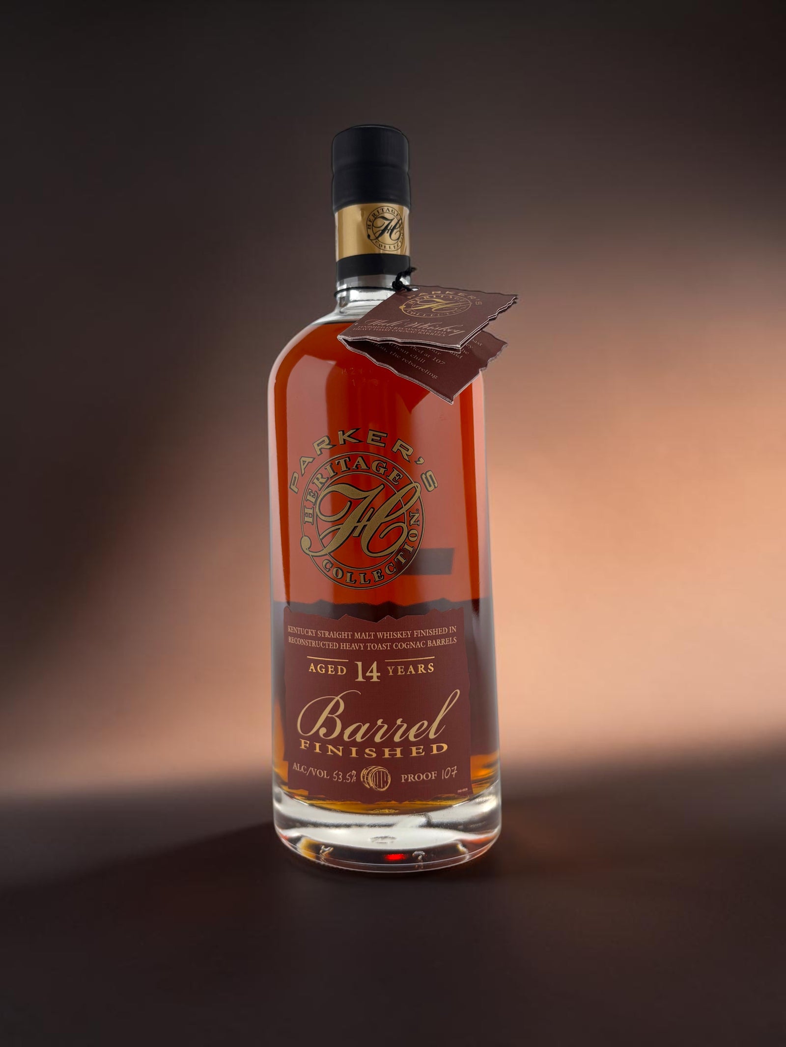  Primary
Parker's Heritage Collection 18th Edition 14 Year Malt Whiskey Cognac cask finished bottle, front label.