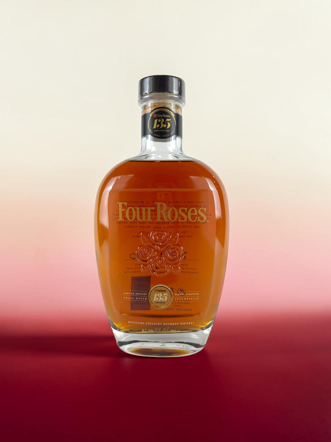  Primary
Four Roses 135th Anniversary Limited Edition Small Batch 2023 bourbon bottle, front label.